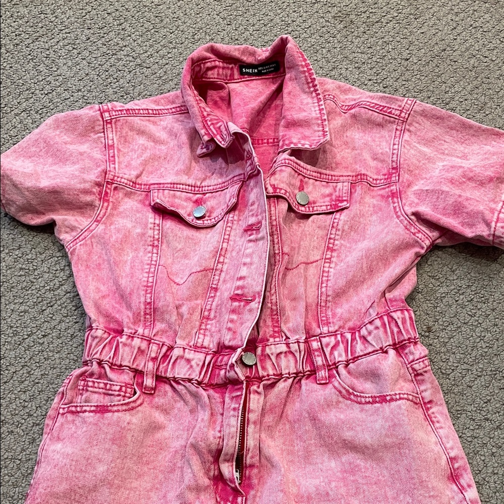 SHEIN Pink Denim Jumpsuit